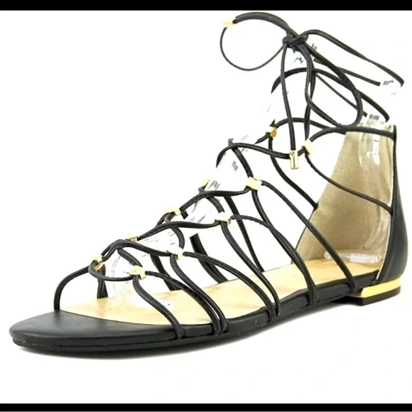 Unisa Shoes Unisa Black Gladiator Sandals W Gold Details 65